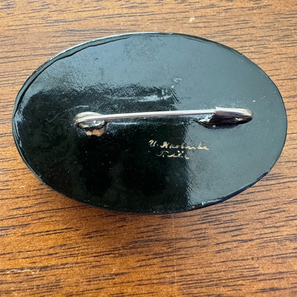 VTG Russian Hand-painted Lacquer Brooch with a “Troika” Scene - Picture 3 of 6